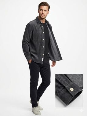 H&M Dark Gray Button-Down Corduroy Shirt
